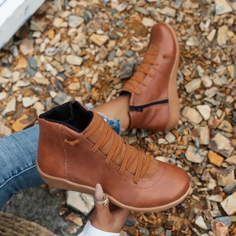 Lia - Chaussures d'Hiver Légères en Cuir Antidérapante